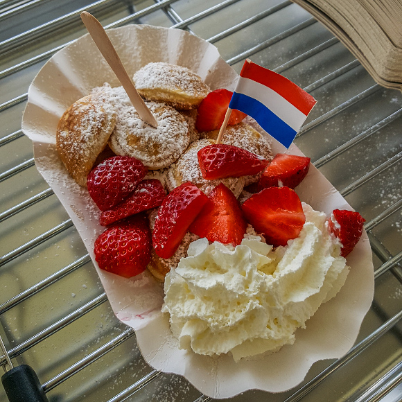 Poffertjes with strawberries